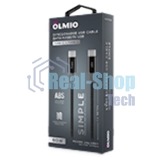 Кабель OLMIO SIMPLE, Type-C - Type-C, 60W 3A, 1.2м, тканевая оплетка, черный