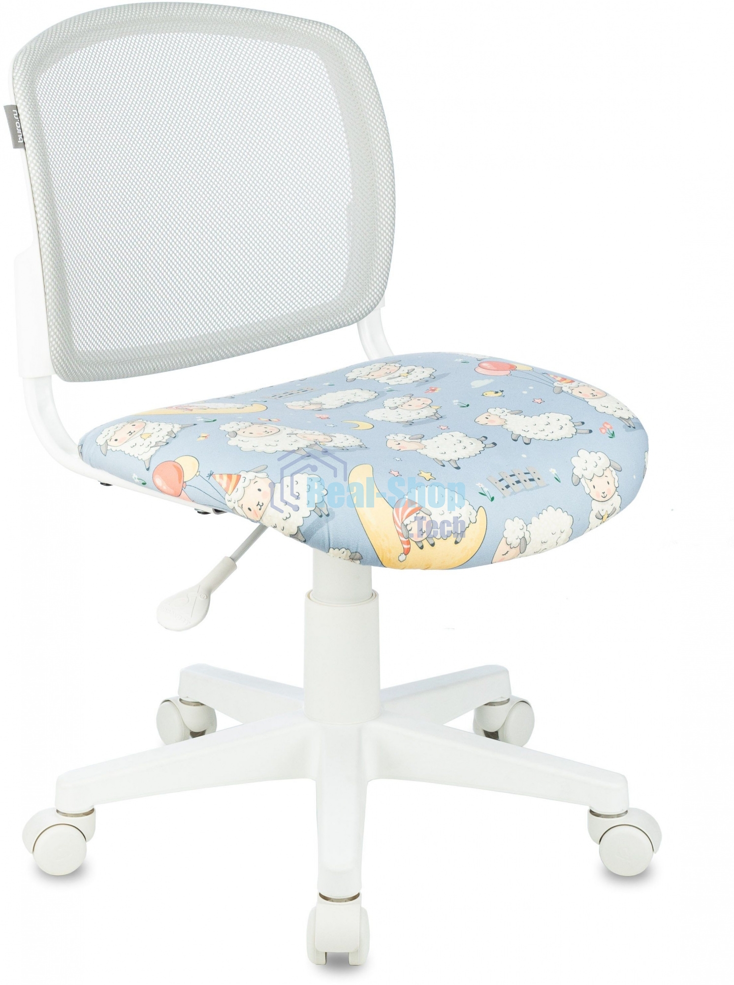 Кресло детское Бюрократ KD-W10 голубой овечки крестов. пластик пластик белый