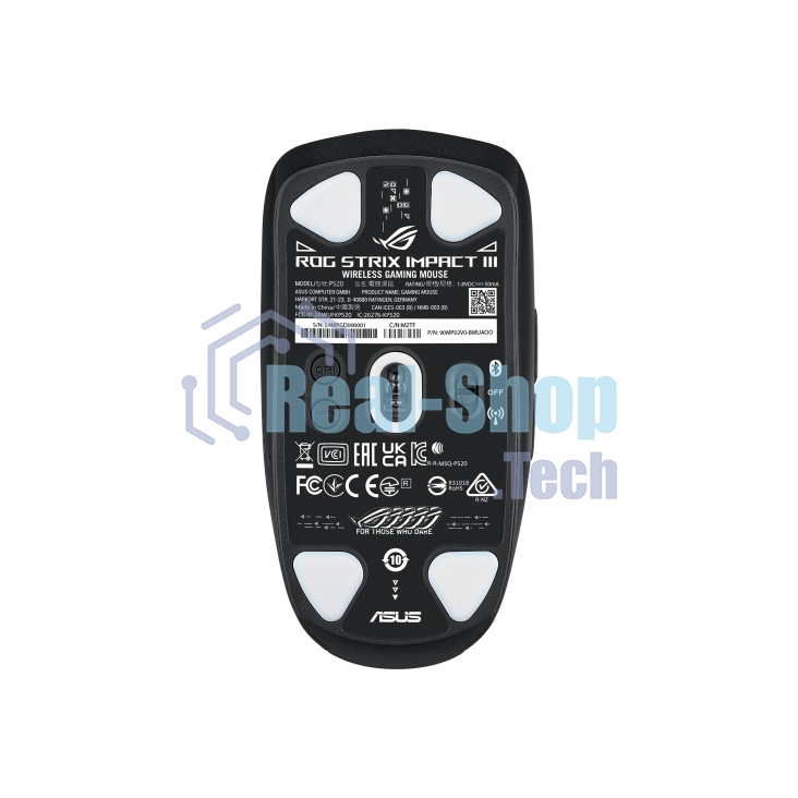 Мышь беспроводная ASUS ROG Strix Impact III Wireless черный, 36000 dpi, радиоканал, Bluetooth, USB, кнопки - 6