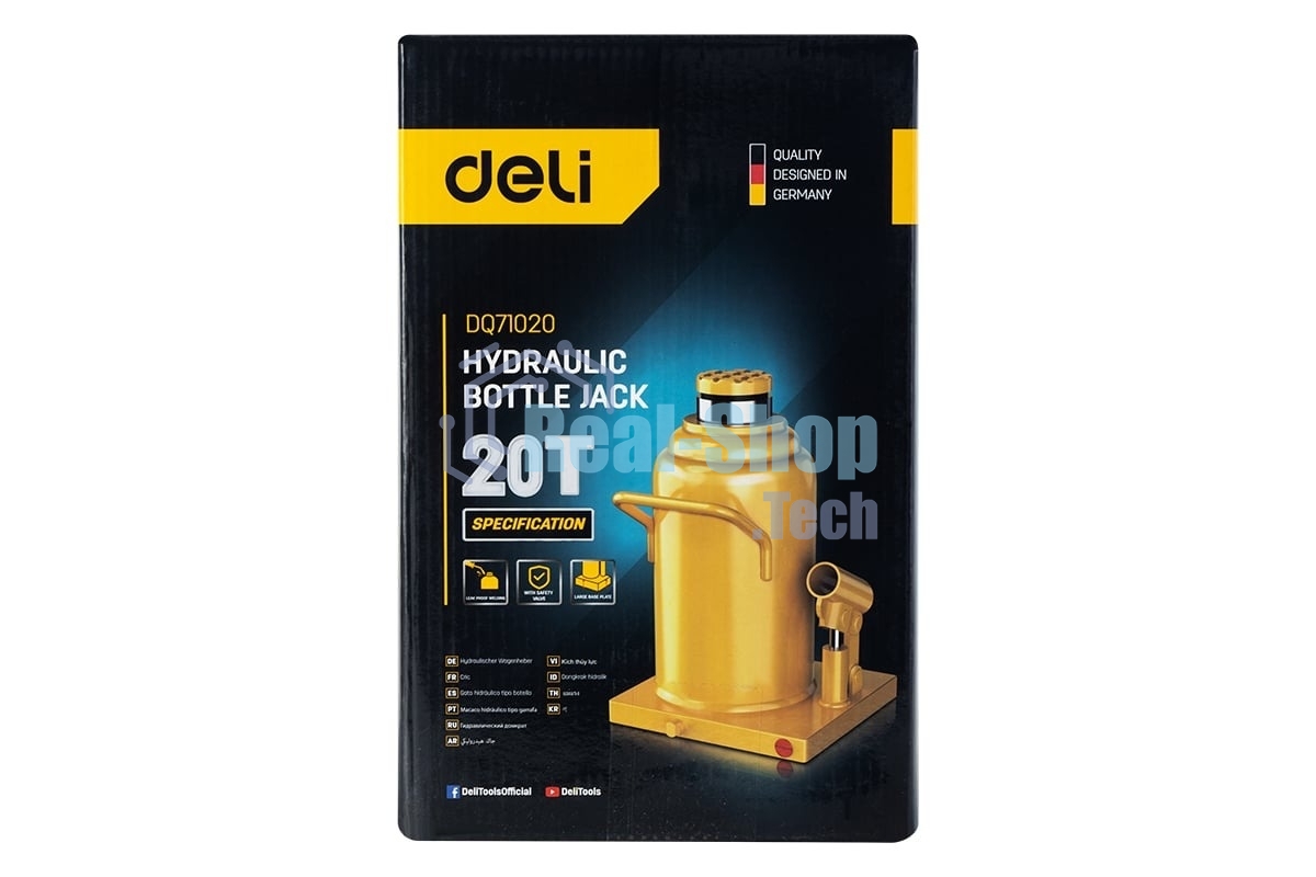 Домкрат бутылочный гидравлический Deli DQ71020 макс.грузоподъемность 20 т