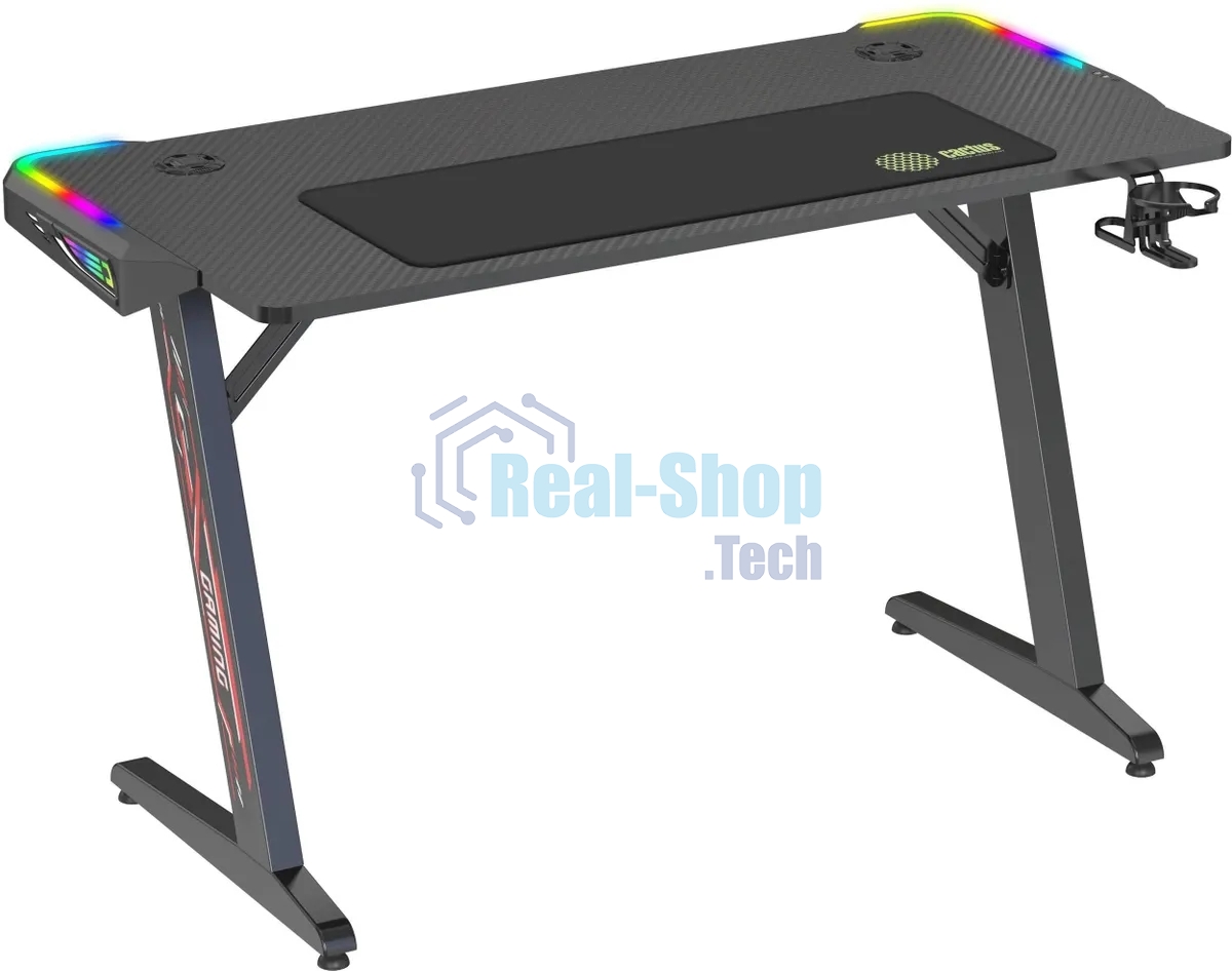 Стол игровой Cactus CS-GTZ-BK-RGb столешница ДСП, черный каркас черный
