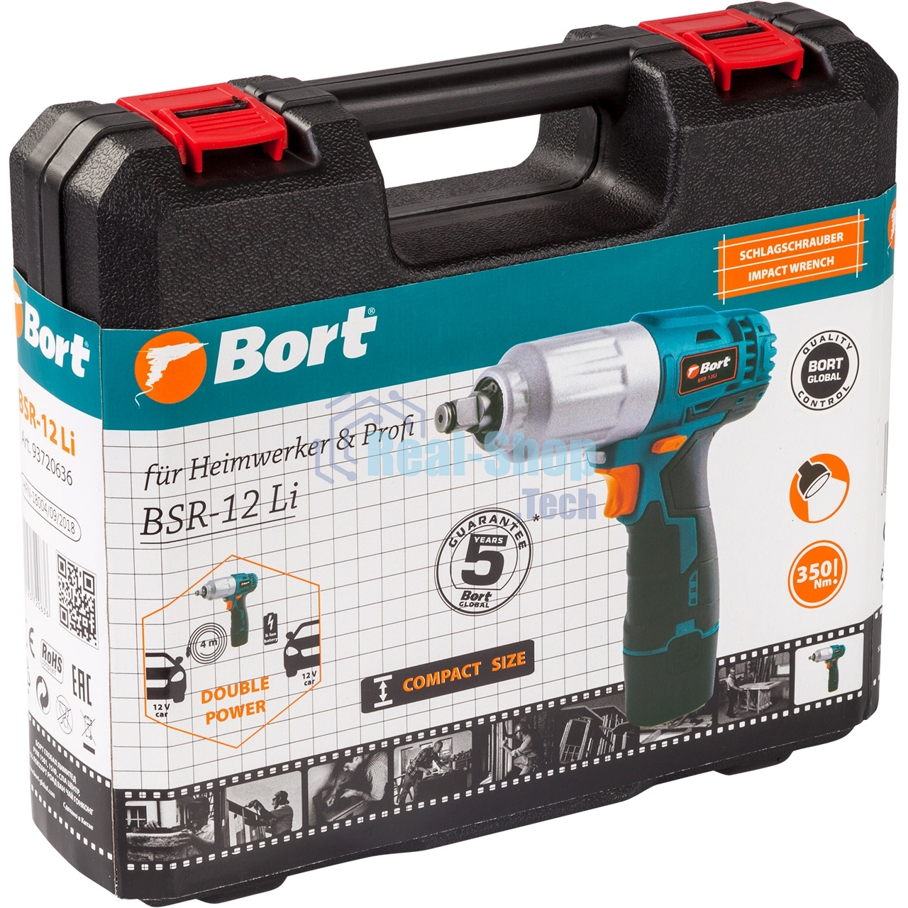 Гайковерт Bort BSR-12LI проводной автомобильный 93720636 12 В, 350 Нм, 3300 об/мин, 3,1 кг