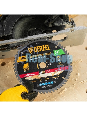 Пильный диск по дереву Denzel ф180 х 20 мм, 54 зубьев