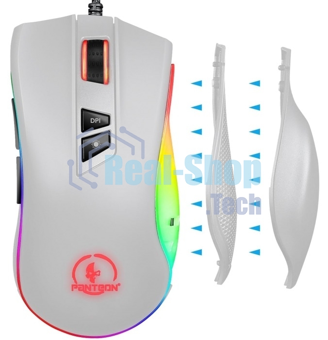 Мышь проводная Jet.A Panteon PS88 белый, 6200 dpi, USB, кнопки - 9