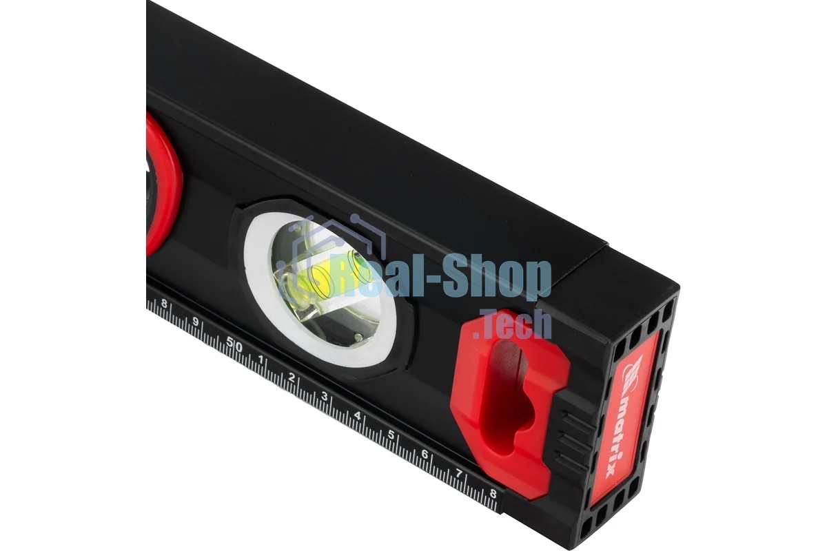 Уровень алюминиевый Matrix, усиленный, фрезерованный, 3 глазка, 2 комп. рукоятки, 600 мм