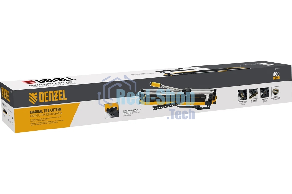 Плиткорез Denzel 800х14мм, цельнометал. напр., каретка на подш., стальная станина, рукоятка-пенал