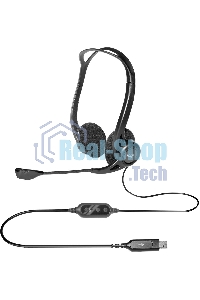 Гарнитура проводная с микрофоном Logitech 960 черный 2.4м накладные оголовье (981-000100)