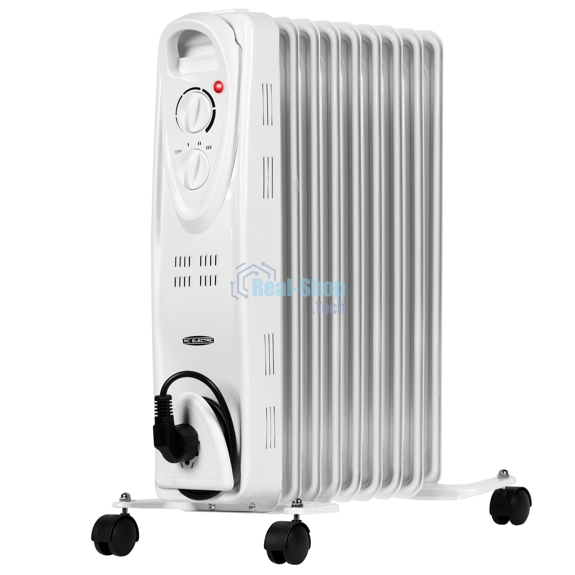 Обогреватель масляный AC ELECTRIC AOH/BM-11BW 2200 (11 секций) белый, 2200 Вт, 27 м2, термостат