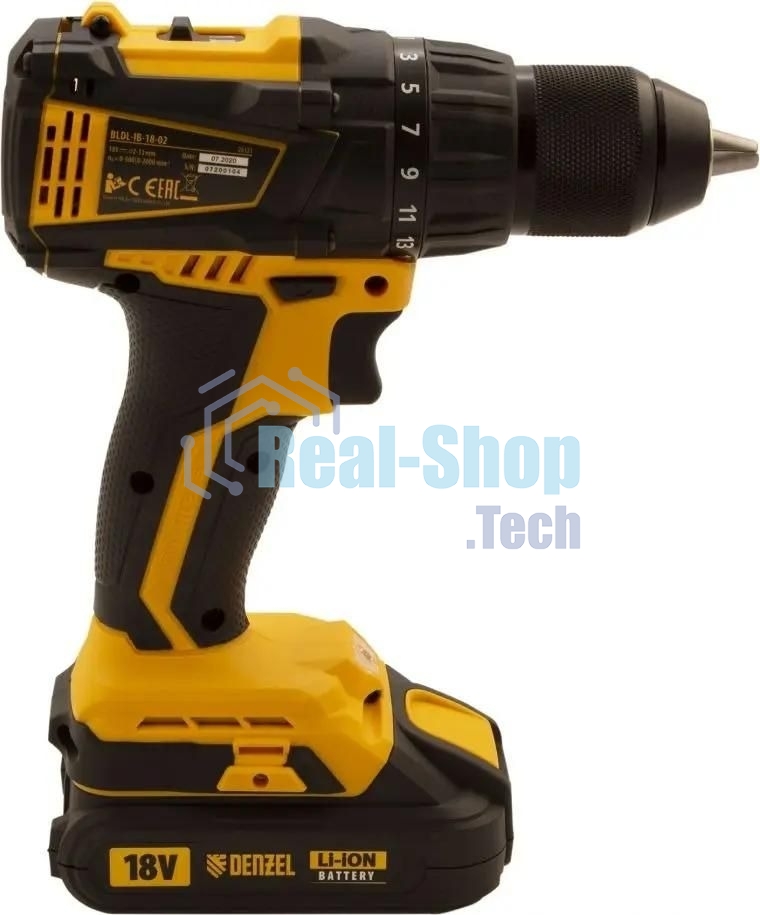 Дрель-шуруповерт аккумуляторная Denzel BLDL-IB-18-02, 18В, 2 АКБ, Кейс