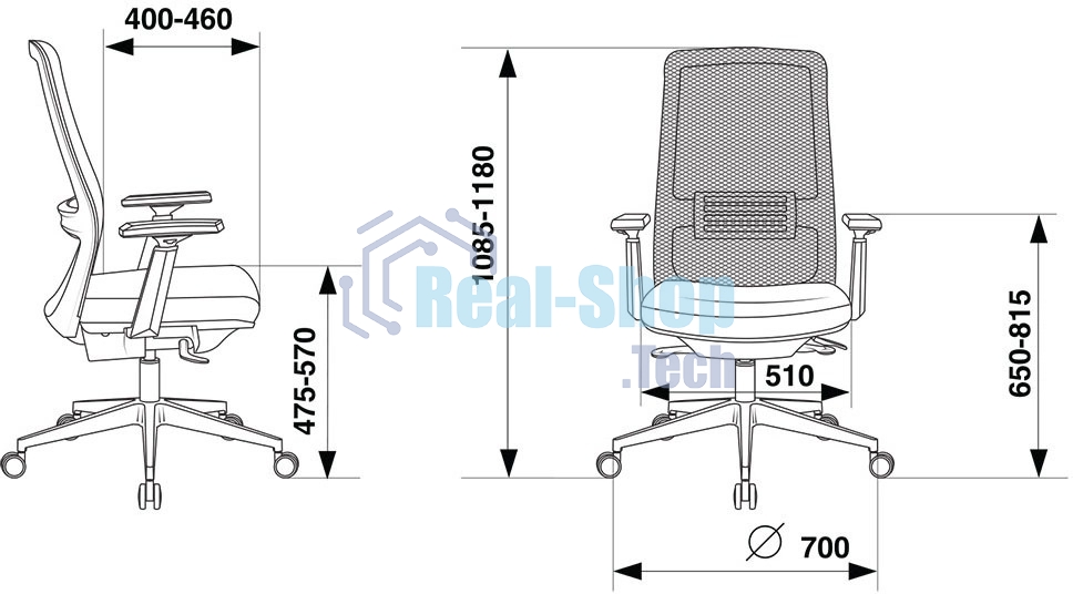 Кресло руководителя Бюрократ MC-915 черный TW-01 38-418 сетка/ткань, крестовина алюминий