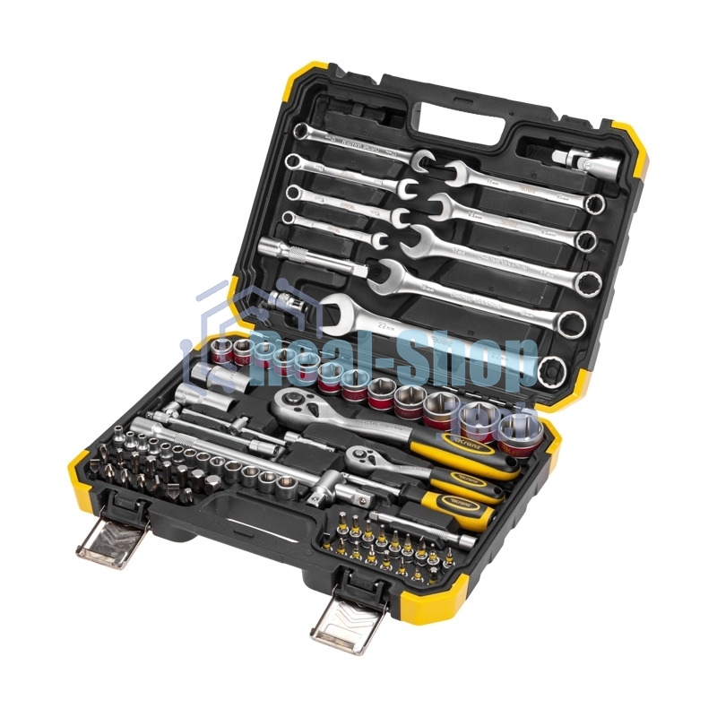 Набор инструментов Kranz 1/2, 1/4, CrV, пластиковый кейс, 82 предмета