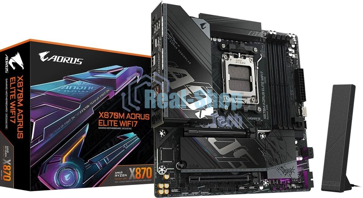 Материнская плата Gigabyte X870M AORUS ELITE WIFI7, AM5, AMD X870, 4xDDR5, 4xSATA, 4xM.2, 1xPCIe 5.0 x16, 1xPCIe 4.0 x4, 1xPCIe 3.0 x2, 1xHDMI, 2xUSB Type-C, 1x2.5Gb LAN, Wi-Fi 7, Bluetooth 5.4, 2xUSB-C USB4, 2xUSB-A 10Gbps, 4xUSB-A 5Gbps, 4xUSB-A 2.0, S/