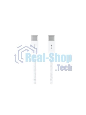Кабель OLMIO SIMPLE, Type-C - Type-C, 60W 3A, 1.2м, тканевая оплетка, белый