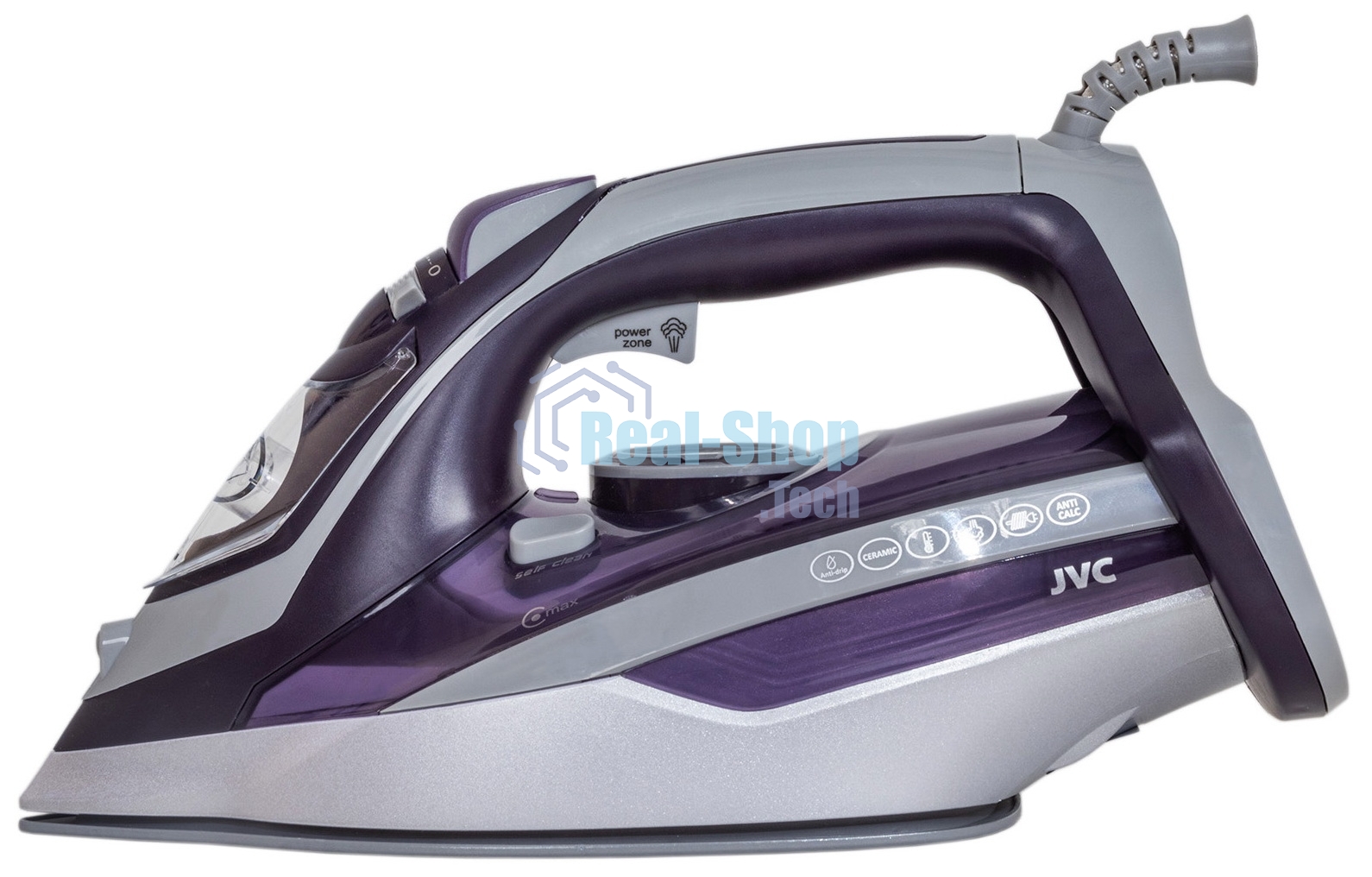 Утюг JVC JRI04 фиолетовый, 2400 Вт, 40 г/мин, 140 г/мин, 450 мл