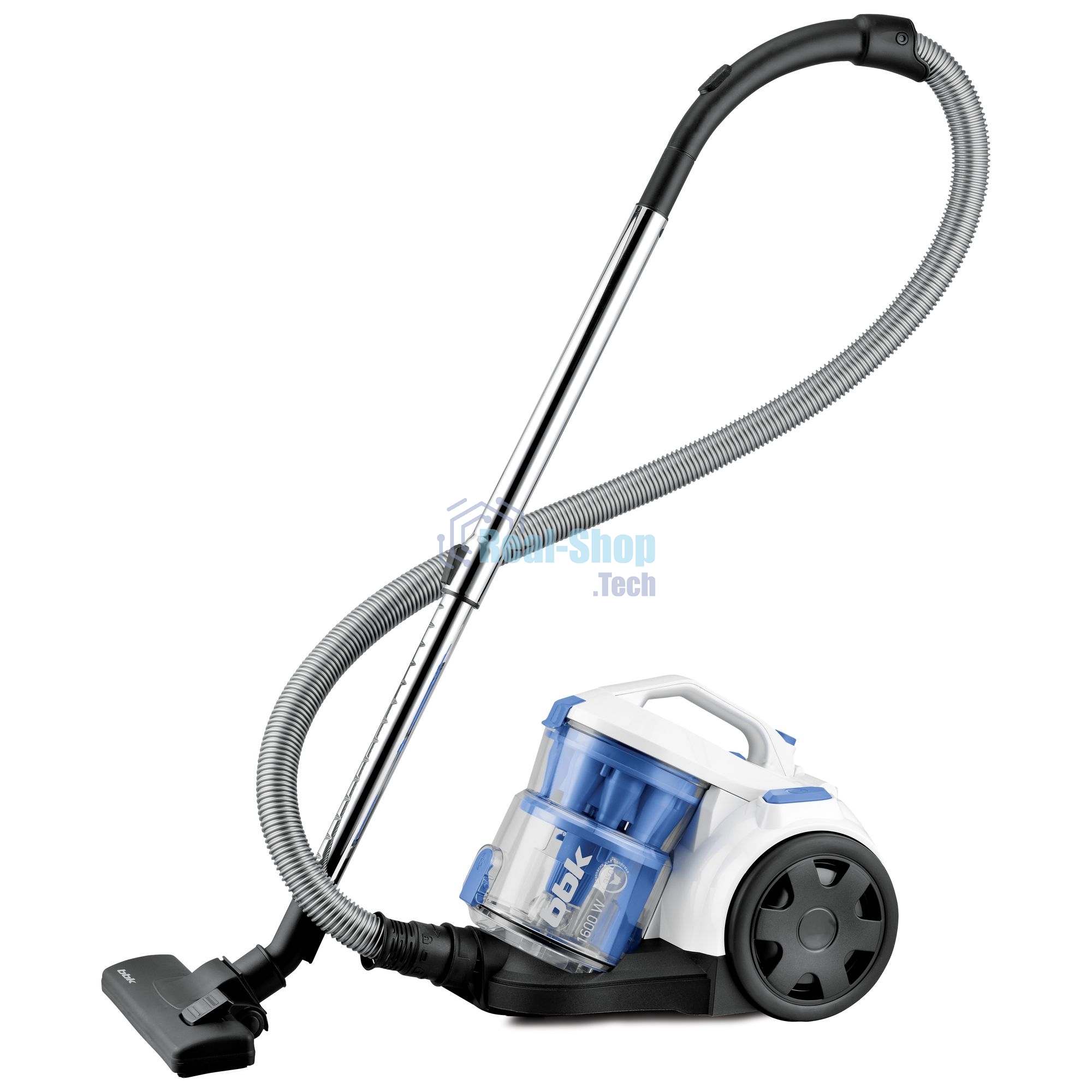 Пылесос BBK BV1501 белый/синий, 300/1600 Вт, уборка сухая, пылесборник контейнер, 2 л