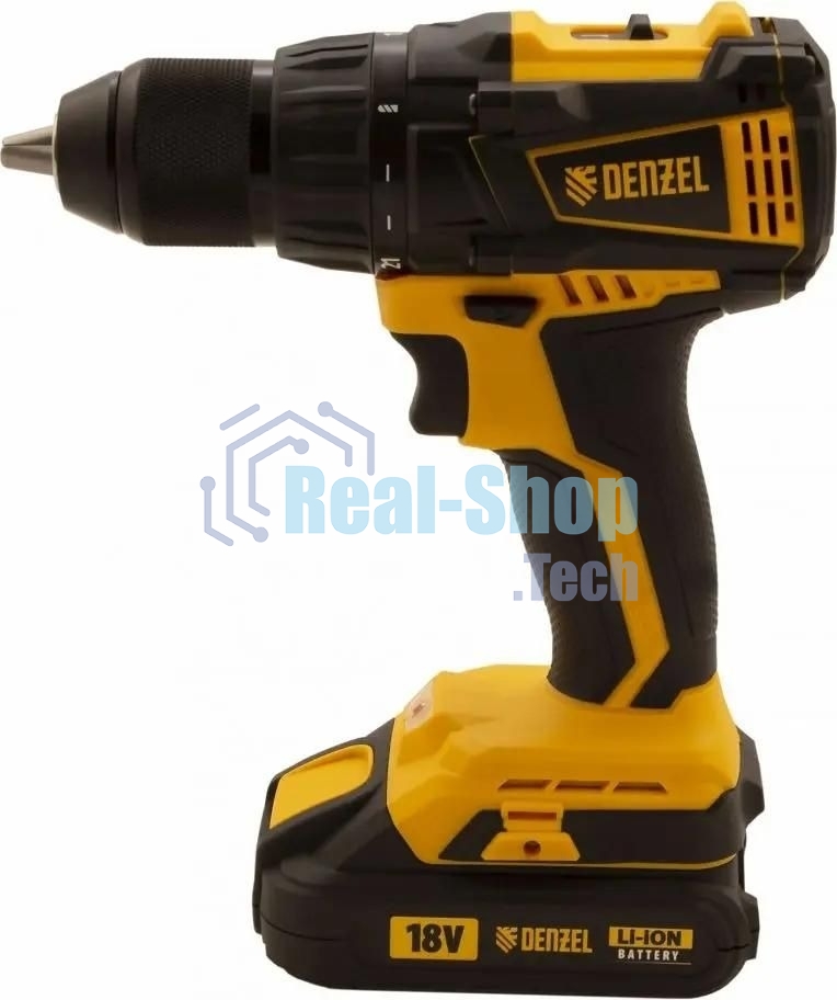 Дрель-шуруповерт аккумуляторная Denzel BLDL-IB-18-02, 18В, 2 АКБ, Кейс