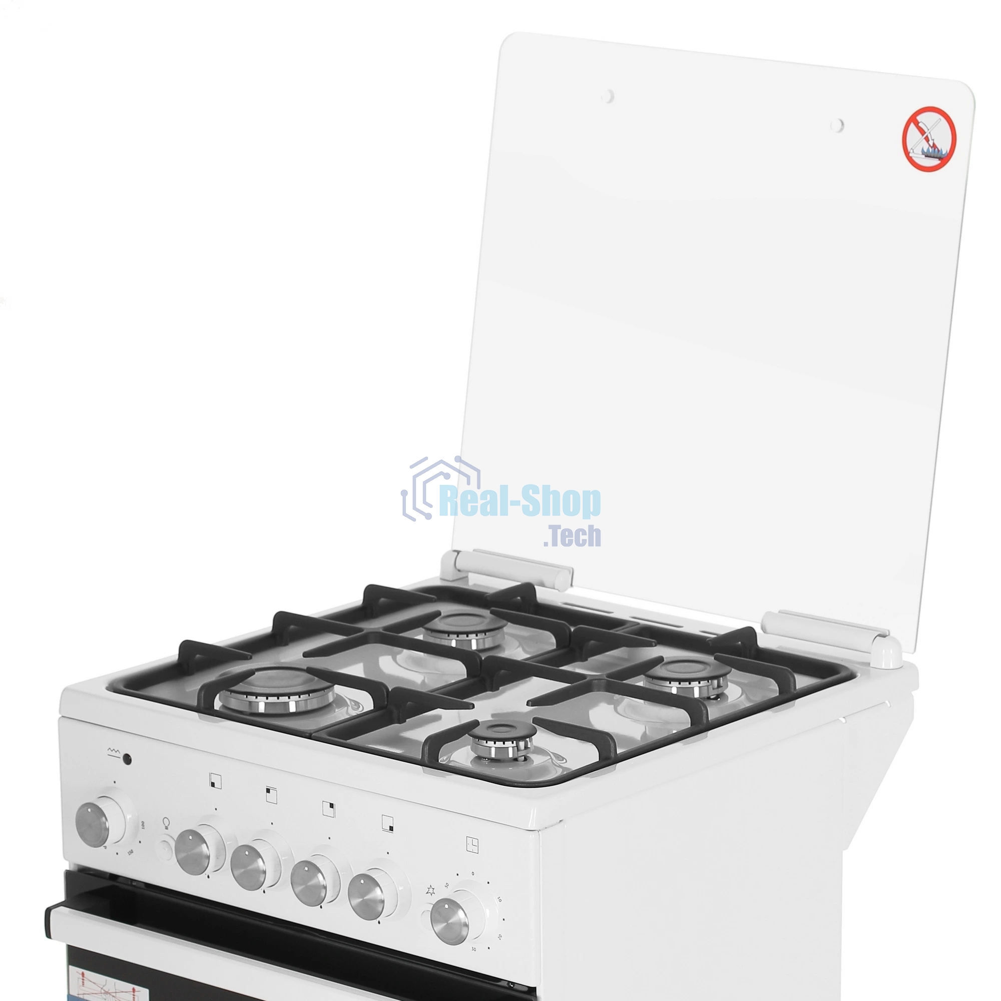 Плита комбинированная De Luxe 5040.40ГЭ (КР) ЧР белый, конфорок 4 шт, духовка 43 л, 50 см x 85 см x 50 см
