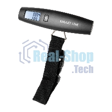 Безмен Galaxy LINE GL 2832, черный, сверхточная сенсорная система датчиков, ЖК-дисплей с подсветкой, макс. допустимый вес 50 кг, цена деления 50 г, функция обнуления массы тары, функция последовательного взвешивания, индикатор перегрузки, индикация низкого заряда элемента питания, крюк и ремень для взвешивания, элемент питания типа 