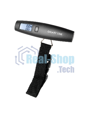 Безмен Galaxy LINE GL 2832, черный, сверхточная сенсорная система датчиков, ЖК-дисплей с подсветкой, макс. допустимый вес 50 кг, цена деления 50 г, функция обнуления массы тары, функция последовательного взвешивания, индикатор перегрузки, индикация низкого заряда элемента питания, крюк и ремень для взвешивания, элемент питания типа 