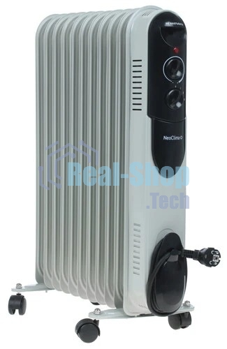 Обогреватель масляный Neoclima NC 9311, белый/черный, 2500 Вт, 25 м2, термостат