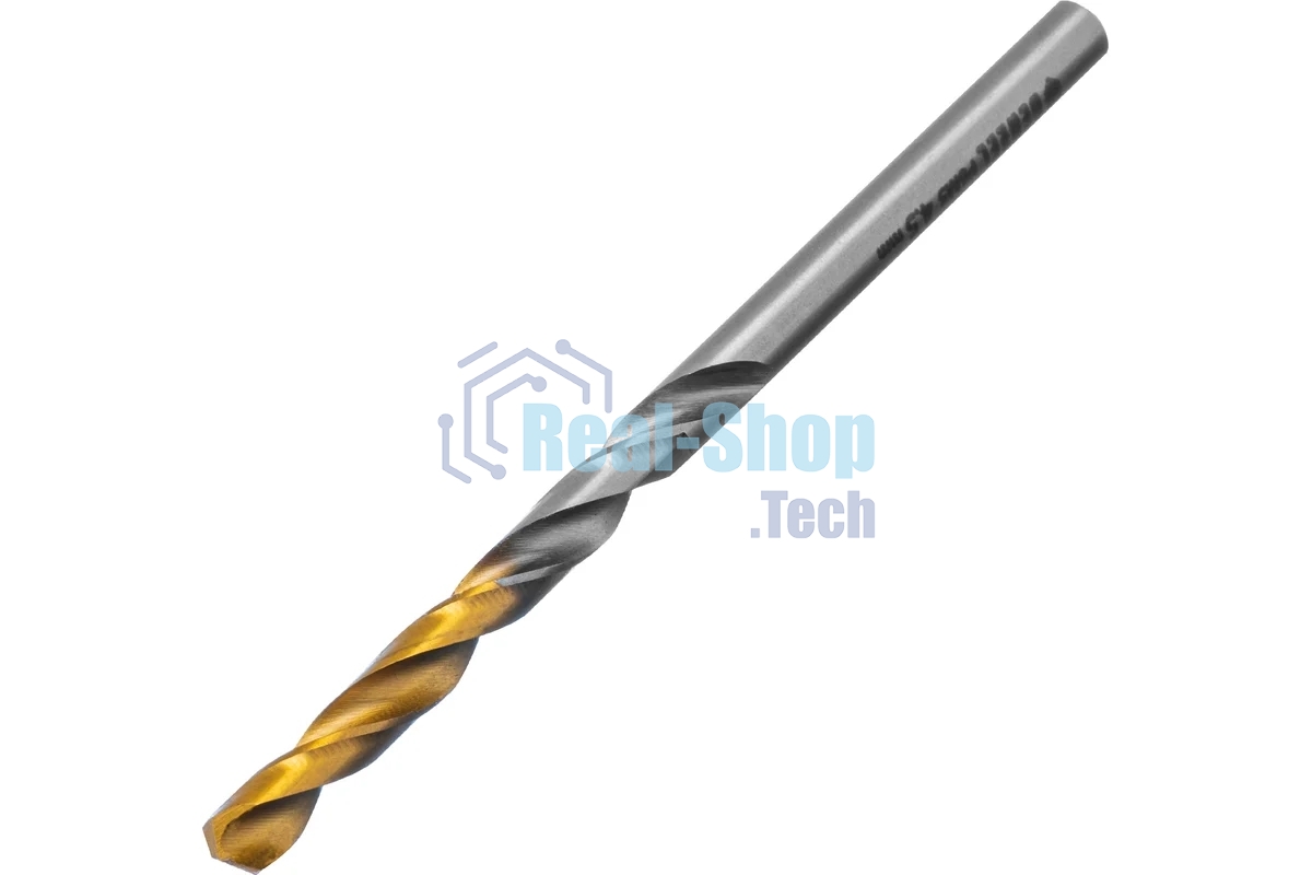 Сверло спиральное по металлу Denzel 4,5 x 80мм, Р6М5, Golden Tip