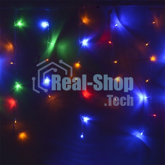 Гирлянда светод. Funray Бахрома IC-72M, 1.6*0.7м, 72 LED,мульти (4цв.) IP20, прозрачный шнур 1,5м