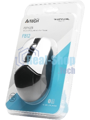 Мышь беспроводная A4Tech Fstyler FB12 белый/черный, 1200 dpi, радиоканал, Bluetooth, USB, кнопки - 3