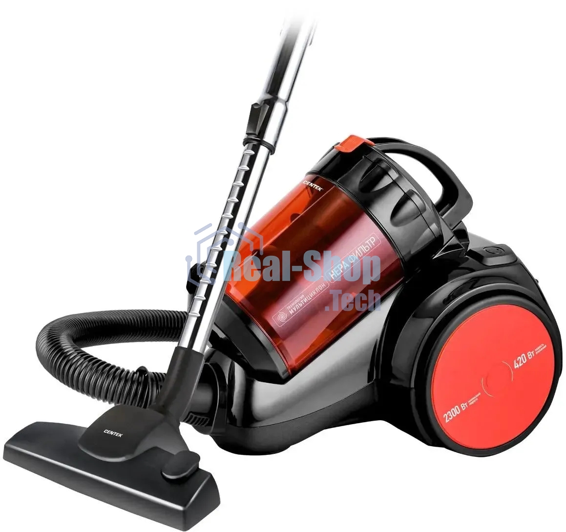 Пылесос Centek CT-2524 черный/красный, 420/2300 Вт, уборка сухая, пылесборник контейнер 2 л