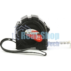 Рулетка Matrix, 3 м х 16 мм, обрезиненный корпус, черный