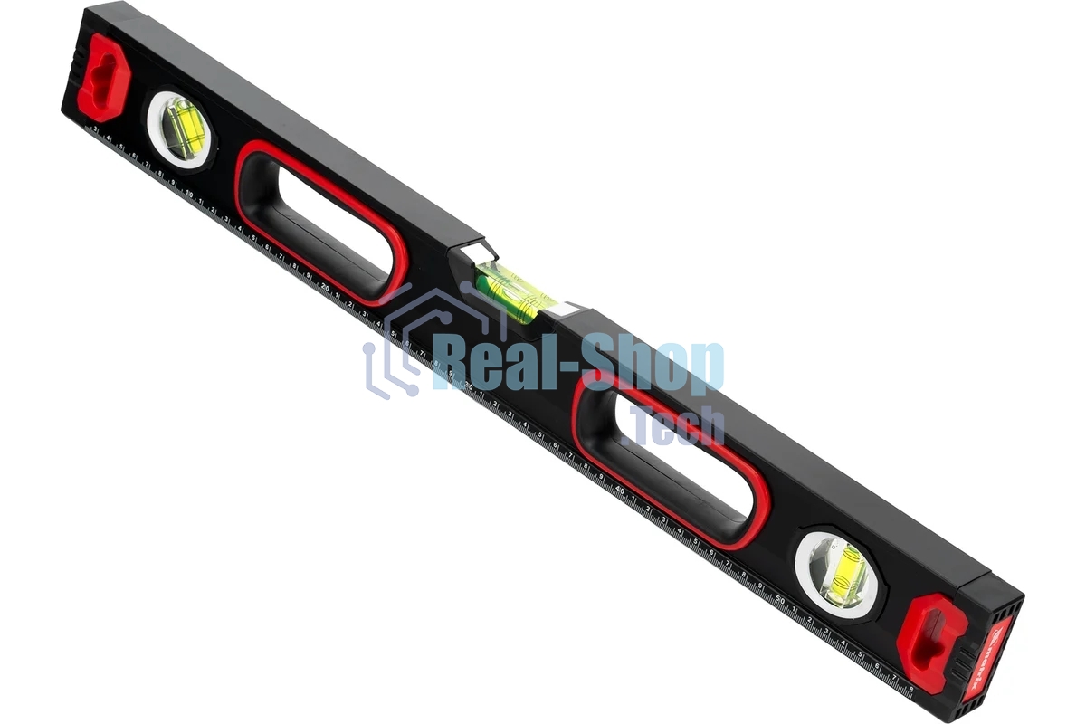 Уровень алюминиевый Matrix, усиленный, фрезерованный, 3 глазка, 2 комп. рукоятки, 600 мм