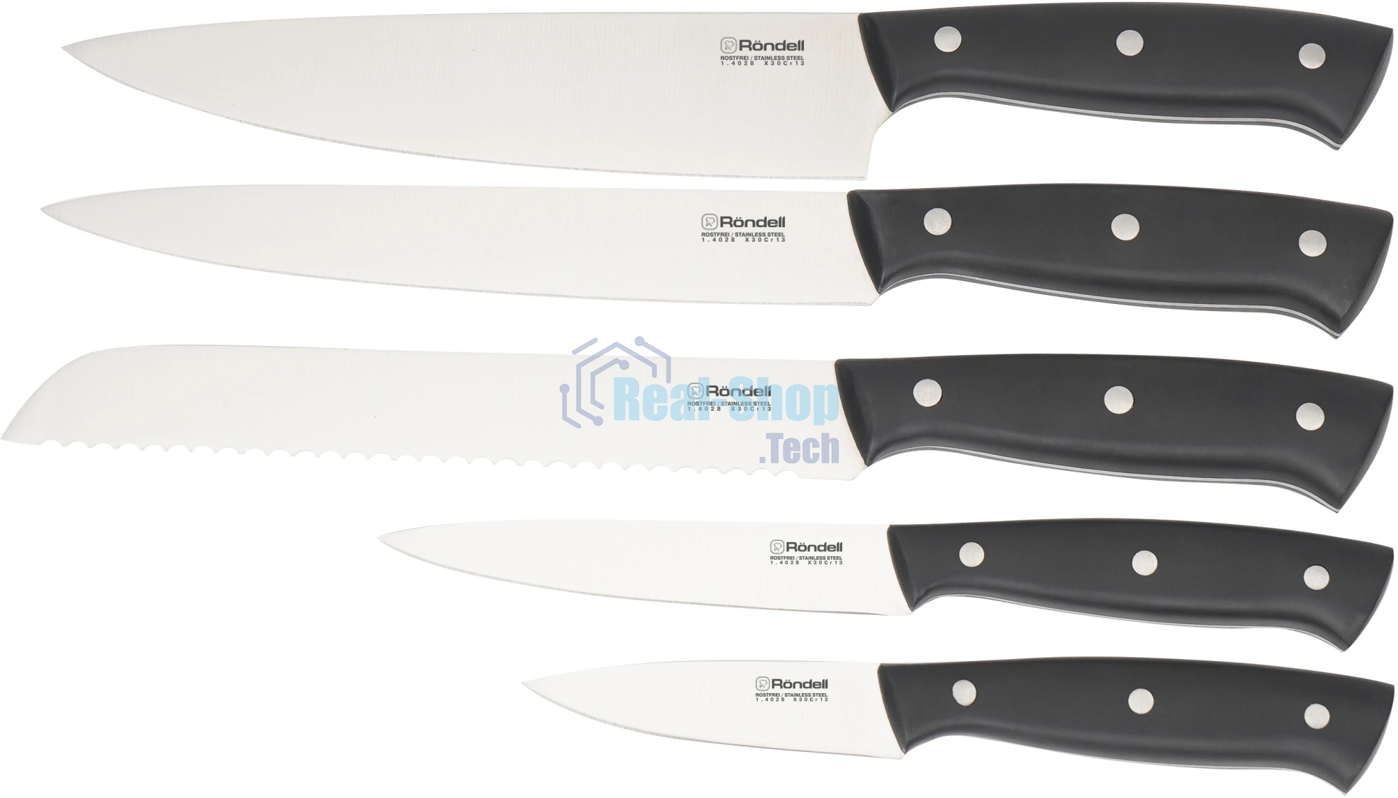 Набор ножей кухонных Rondell Dual RD-1943 компл.: 6 предм. с подставкой черный подар. коробка