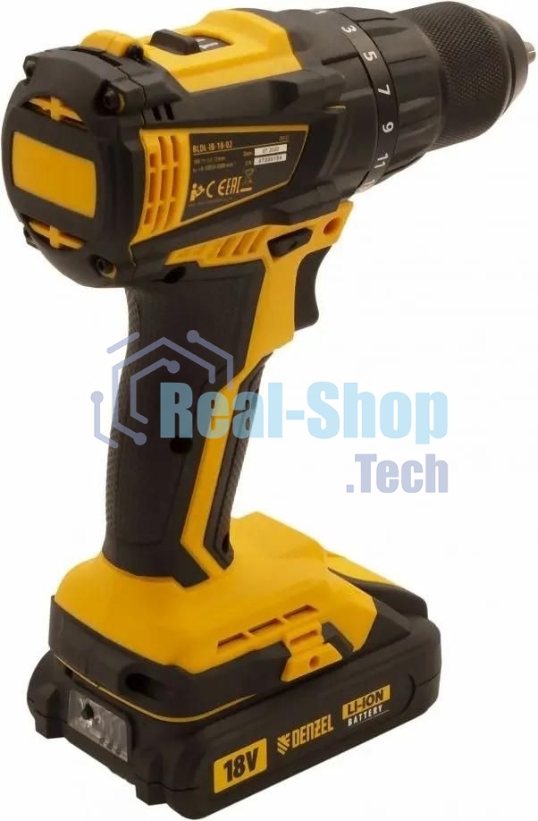 Дрель-шуруповерт аккумуляторная Denzel BLDL-IB-18-02, 18В, 2 АКБ, Кейс