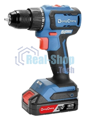 Дрель-шуруповерт DongCheng DCJZ2040, 20 В, 2 Ач, 45 Нм, бесщеточный