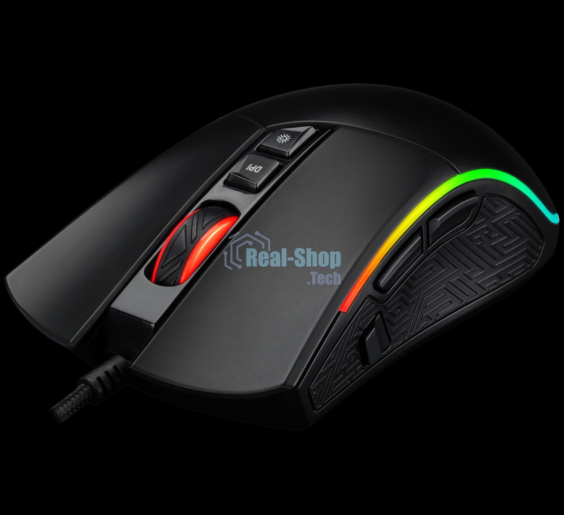 Мышь проводная Jet.A Panteon PS80 черный, 5000 dpi, USB, кнопки - 9