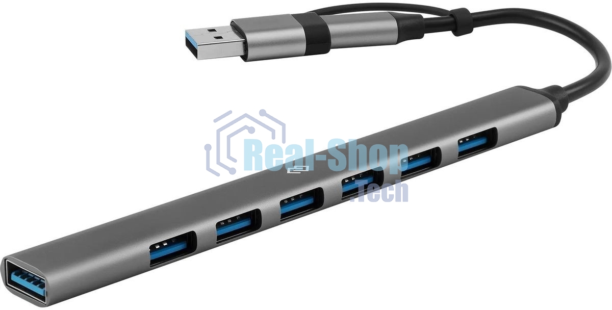 USB-концентратор Digma DHUB-7USB-AC-2.0, USB-C + USB-A, USB 2.0 7 портов, USB