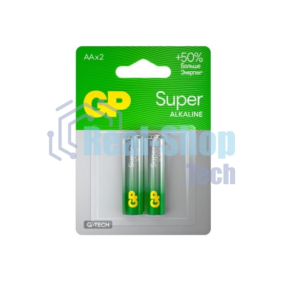 Алкалиновые батарейки GP Super Alkaline G-Tech 15А АA - 2 шт. на блистере