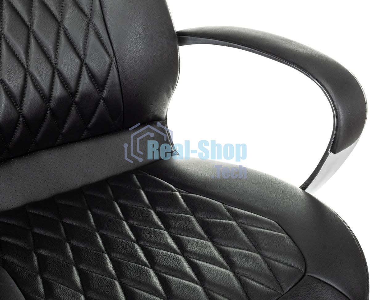 Кресло руководителя Бюрократ Aura/Black черный, кожа, крестовина полированный алюминий