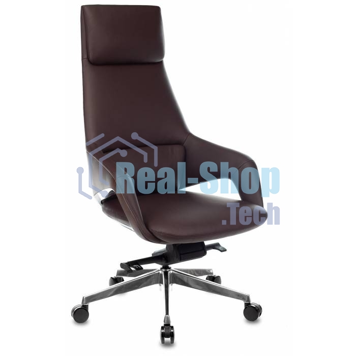 Кресло руководителя Бюрократ DAO-2 коричневый, кожа, с подголовником, крестовина алюминий