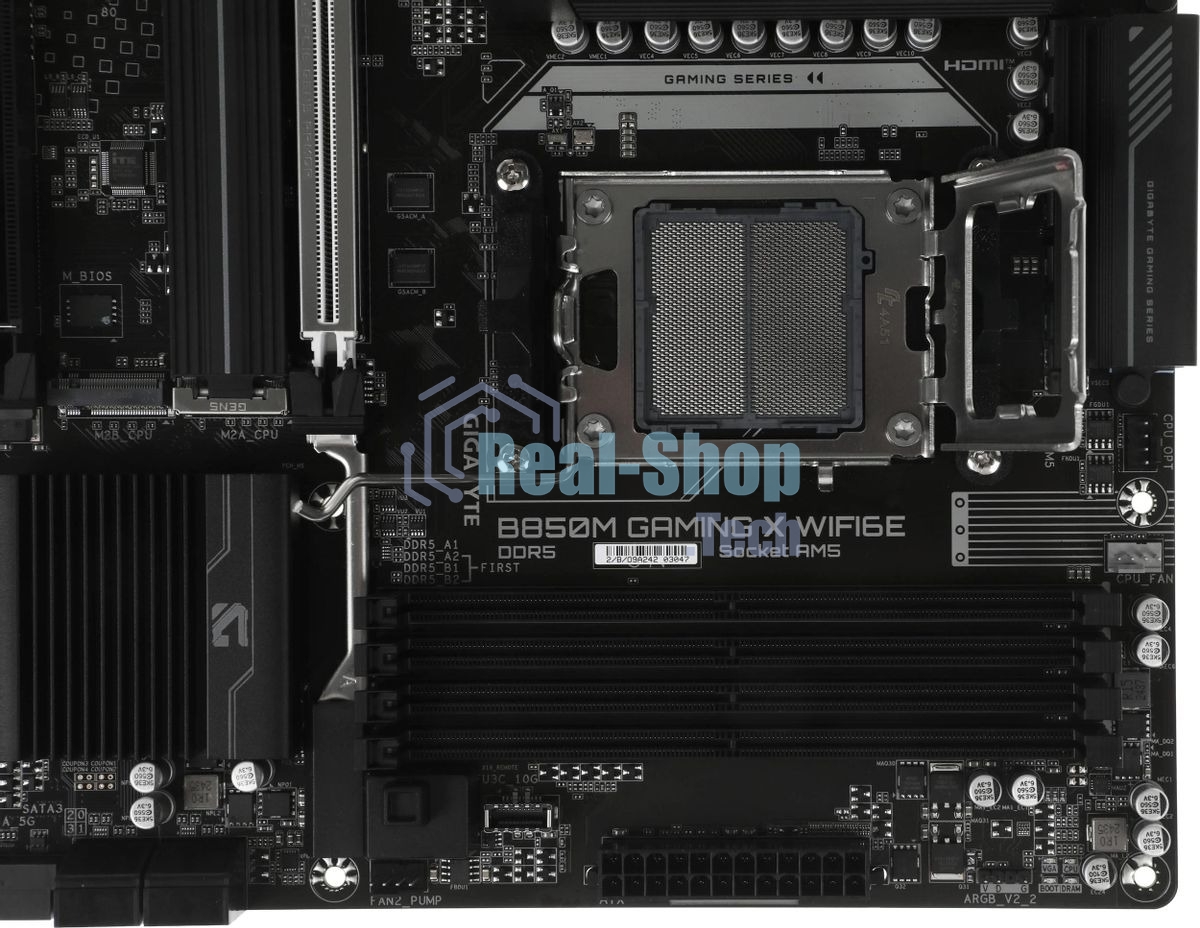 Материнская плата Gigabyte B850M GAMING X WIFI6E/WF6E, Socket AM5, AMD B850, 4xDDR5, 4xSATA, 2xM.2, 1xPCI-E 5.0 x16, 1xPCI-E 3.0 x4, 1xHDMI, 2xDP, 1x 2.5Gb LAN, 1xUSB-C 3.2 Gen 2, 1xUSB-A 3.2 Gen 2, 2xUSB-A 3.2 Gen 1, 4xUSB-A 2.0, 3x3.5 мм, 7.1, Micro-ATX