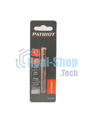 Сверло PATRIOT EXPERT по металлу, Р6М5К5, 4,2 мм, 1 шт в блистере