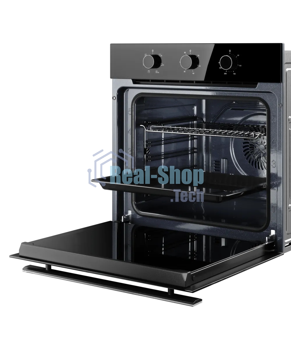 Духовой шкаф Kuppersberg HO 603 Black Glass, High-Tech, 78 л, поворотное управление, таймер, 6 режимов, макс. температура 310 градусов, энергоэффективность А, цвет черный, цвет фурнитуры черный
