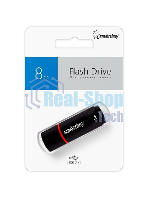 Флешка USB Smartbuy Crown black (SB8GbCRW-K), 8 Gb, USB 2.0, R/W 15/5, черный/красный