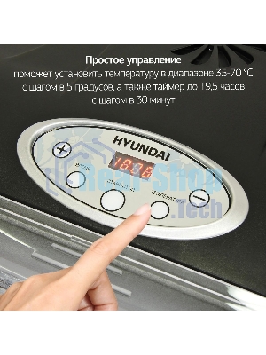 Сушка для фруктов и овощей Hyundai HYFD-P1801 18под. 700 Вт, черный