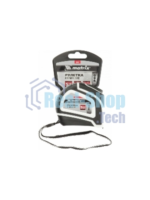 Рулетка Matrix Autostop, 5 м х 19 мм, двухкомпонентный корпус, автоматическая фиксация, PRO