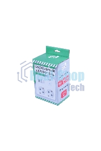 Бытовой удлинитель PowerCube, 2 р с/з вык.,3USB, 3500 Вт, 16А, 1.9 м, 3x1,0 (белый) квадрат