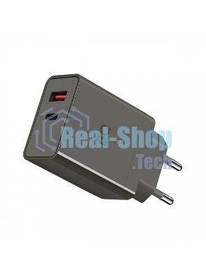 Сетевое зарядное устройство BQ Charger 38W2A01 (2 ports Type-C + USB, PD 20W+QC3.0 18W, 38W total) серый
