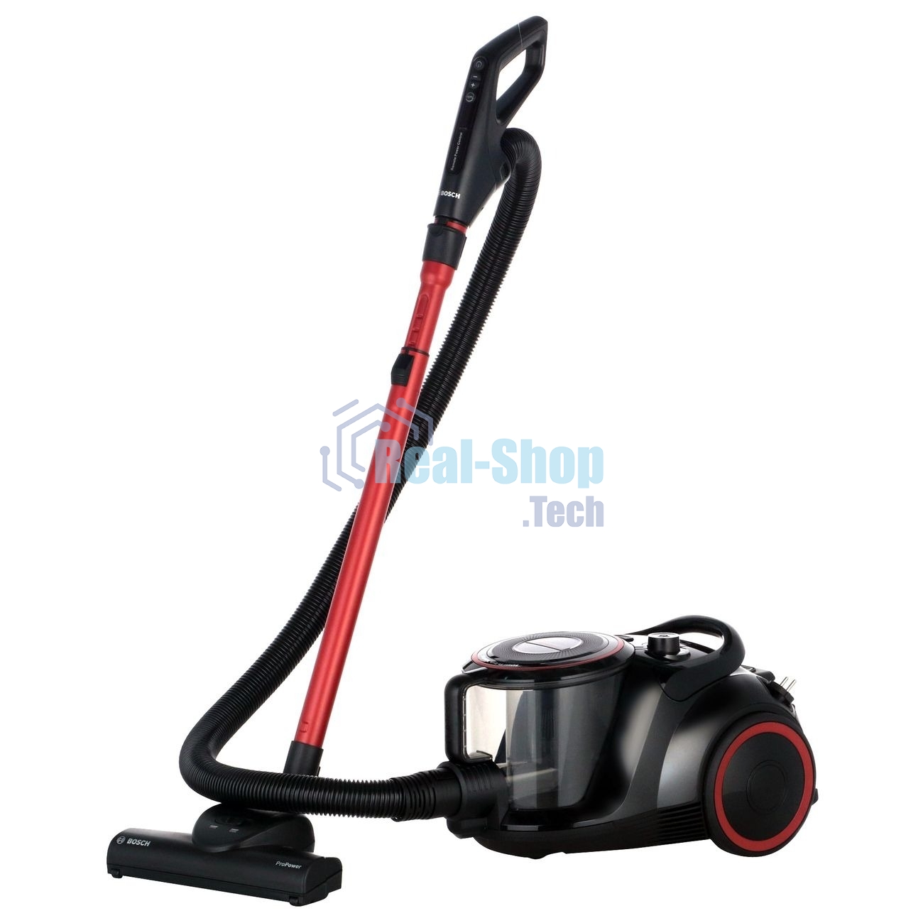 Пылесос Bosch BGS41POW1 черный/красный, 350/700 Вт, уборка сухая, пылесборник контейнер 2.4 л