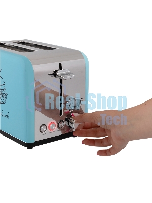 Тостер VLK Palermo 100, мощность 900 Вт, голубой, 5 регулировок поджаривания