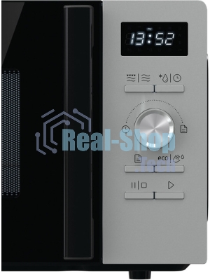 Микроволновая печь Gorenje MO20A4XH нержавеющая сталь/черный, 20 л, 800 Вт, переключатели - кнопки/поворотный механизм