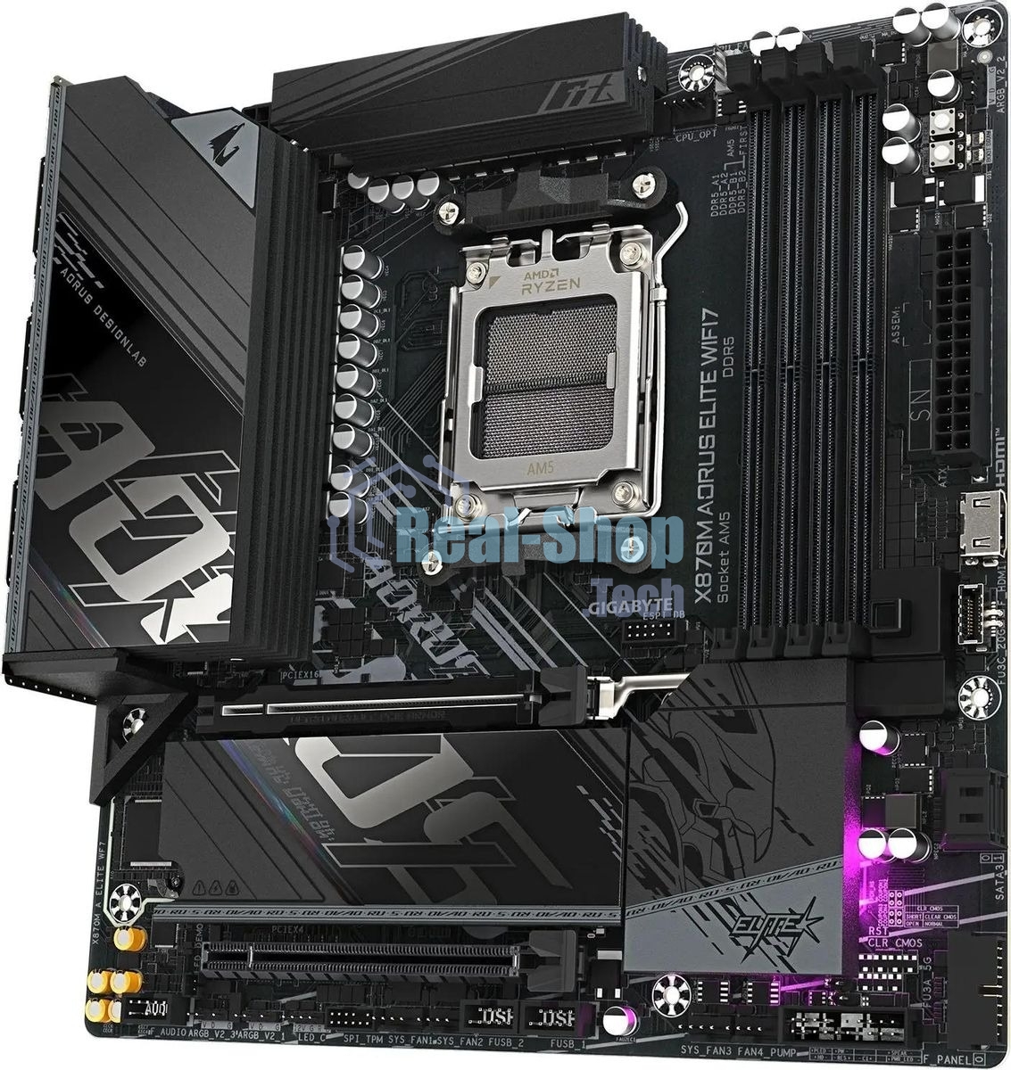 Материнская плата Gigabyte X870M AORUS ELITE WIFI7, AM5, AMD X870, 4xDDR5, 4xSATA, 4xM.2, 1xPCIe 5.0 x16, 1xPCIe 4.0 x4, 1xPCIe 3.0 x2, 1xHDMI, 2xUSB Type-C, 1x2.5Gb LAN, Wi-Fi 7, Bluetooth 5.4, 2xUSB-C USB4, 2xUSB-A 10Gbps, 4xUSB-A 5Gbps, 4xUSB-A 2.0, S/